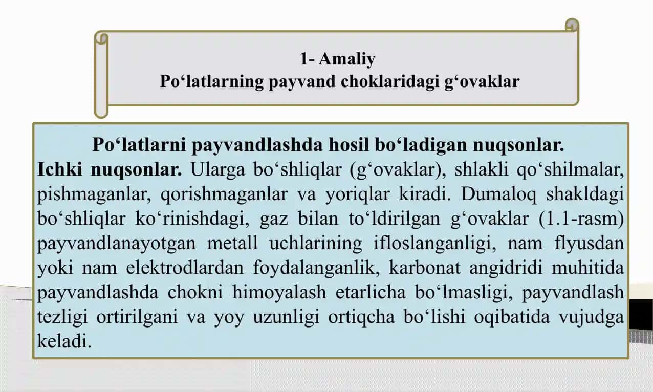 Po‘latlarning payvand choklari