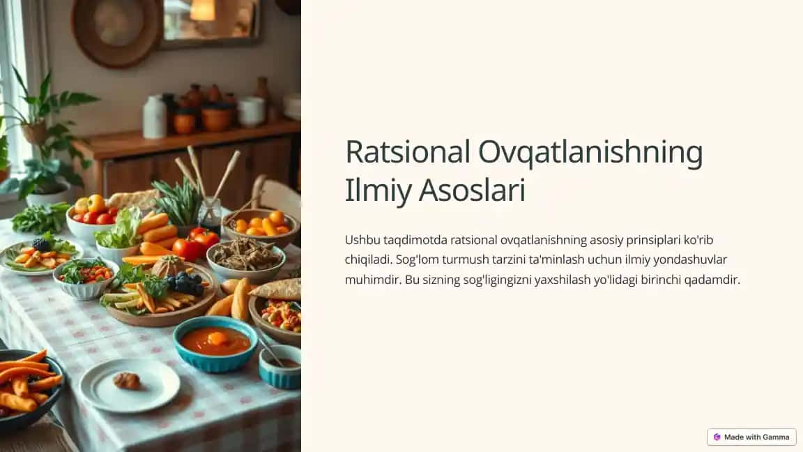Ratsional Ovqatlanishning Ilmiy Asoslari