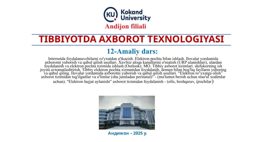Tibbiyotda Axborot texnologiyasi