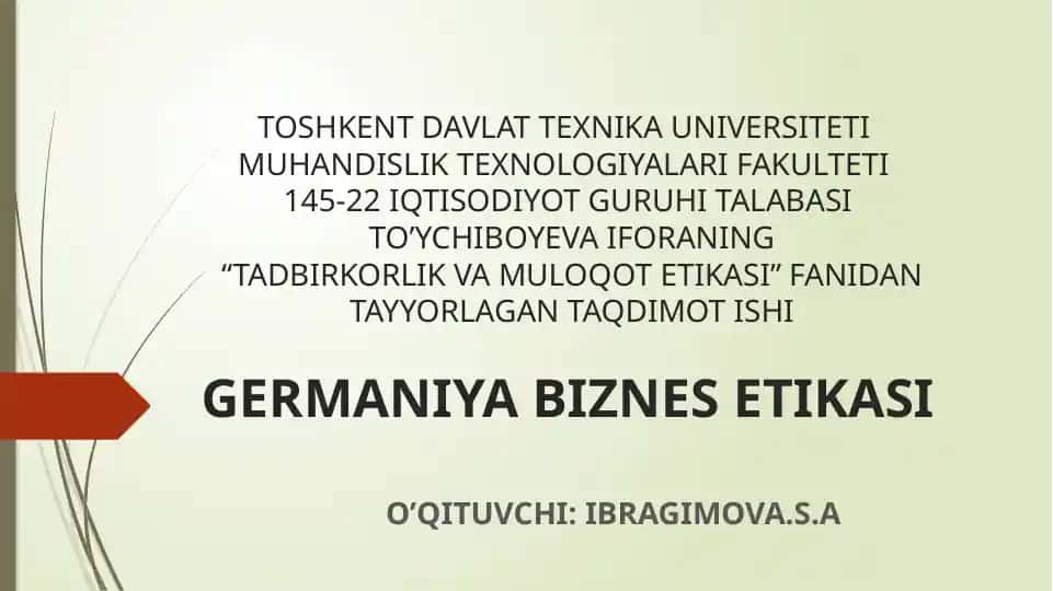Tadbirkorlik va muloqot etikasi