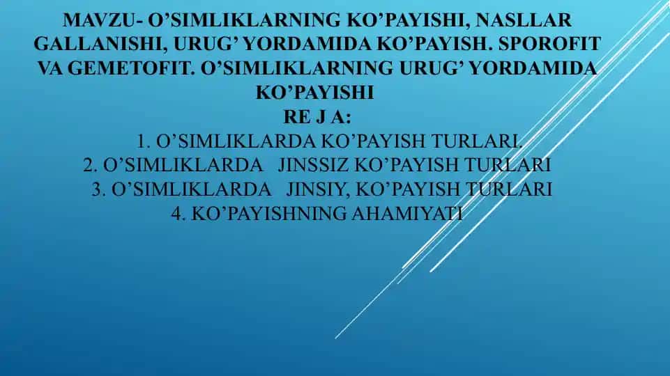 O'simliklarning Urug' Yordamida Ko'payishi