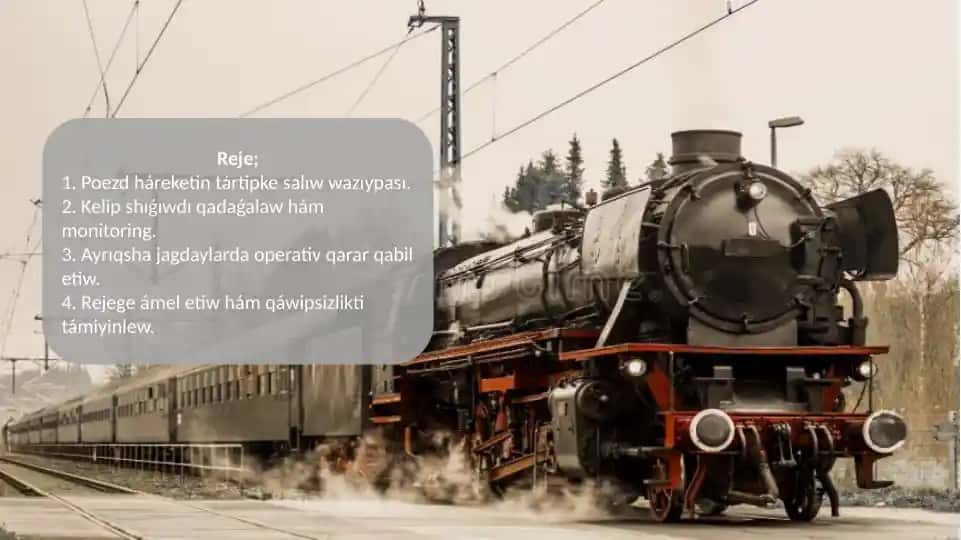 Poezd háreketin tártipke salıw wazıypası