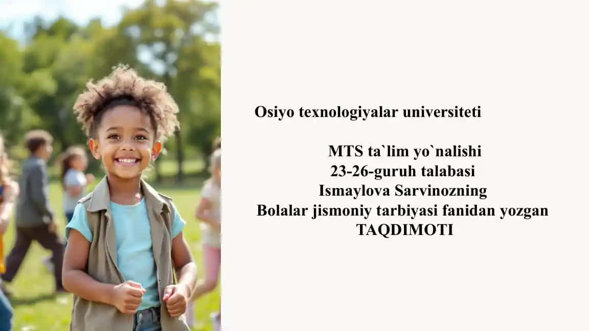 Maktabgacha Ta'lim Yoshidagi Bolalar Uchun Gimnastika Komplekslarini Shakllantirish