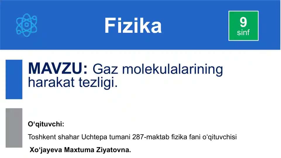 Gaz molekulalarining harakat tezligi