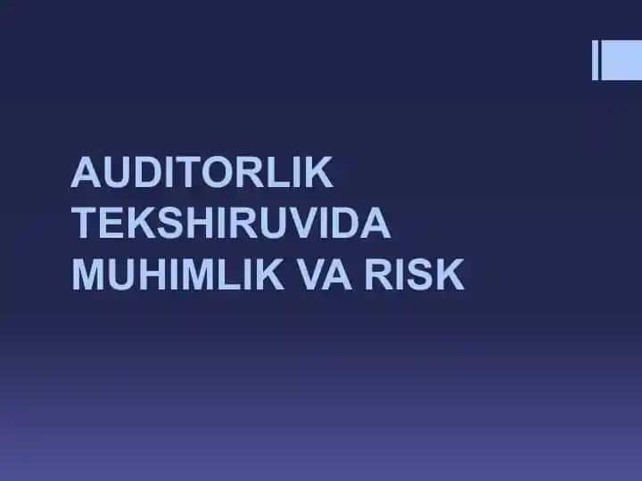 AUDITORLIK TEKSHIRUVIDA MUHIMLIK VA RISK