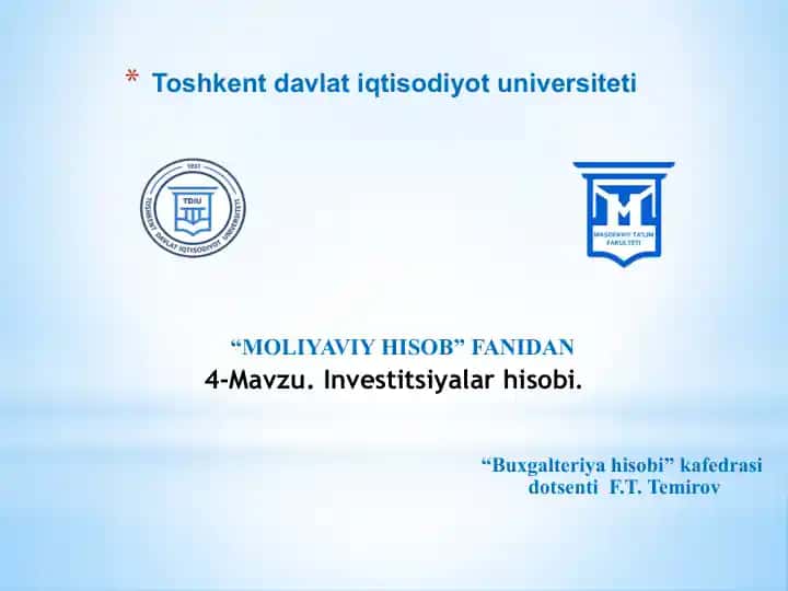 Investitsiyalar hisobi