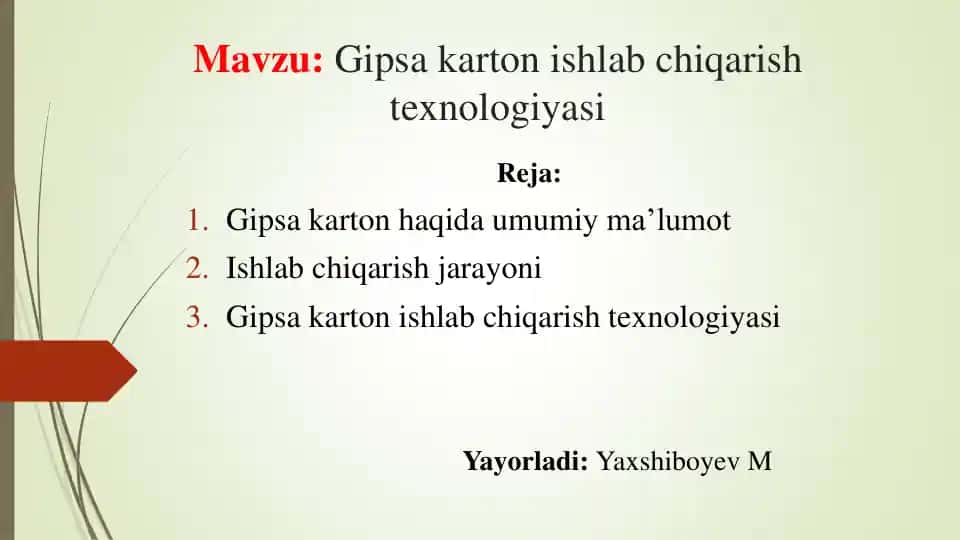 Gipsa karton ishlab chiqarish