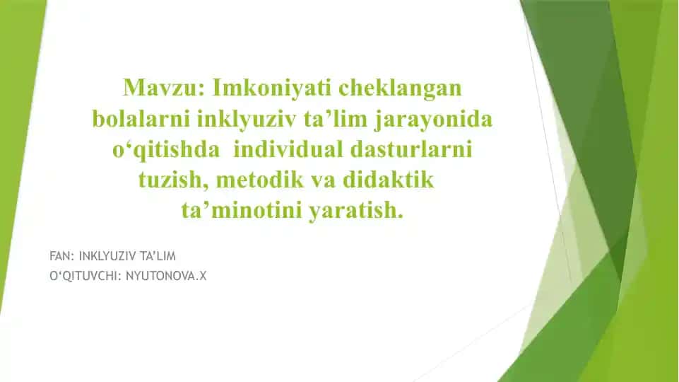 Imkoniyati cheklangan bolalarni inklyuziv ta’lim jayonida o‘qitish dasturlari