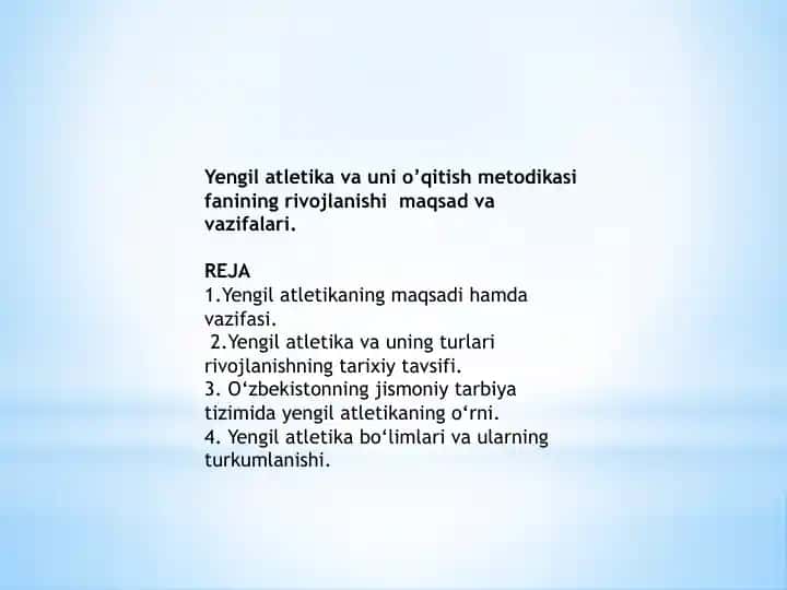 Yengil atletika va uni o‘qitish metodikasi
