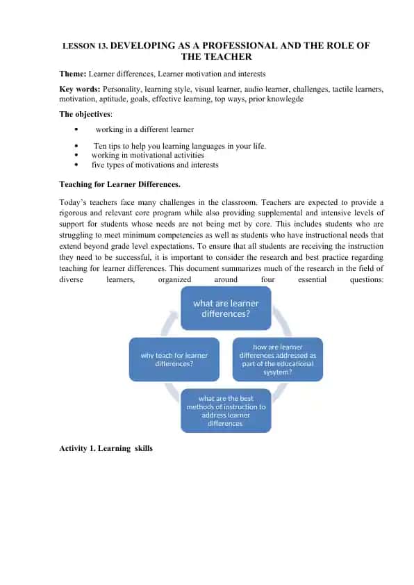 Teaching for Learner Differences