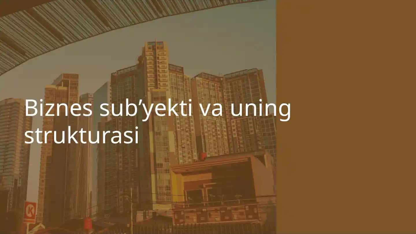 Biznes subyekti va uning strukturasi