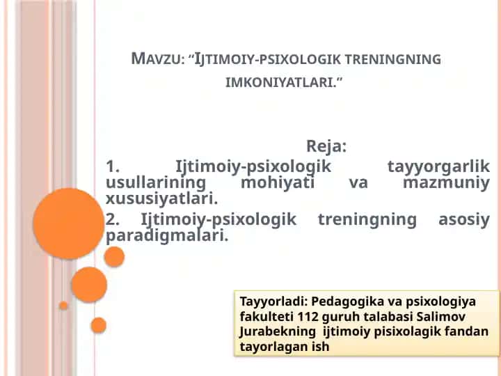 Ijtimoiy-psixologik trening