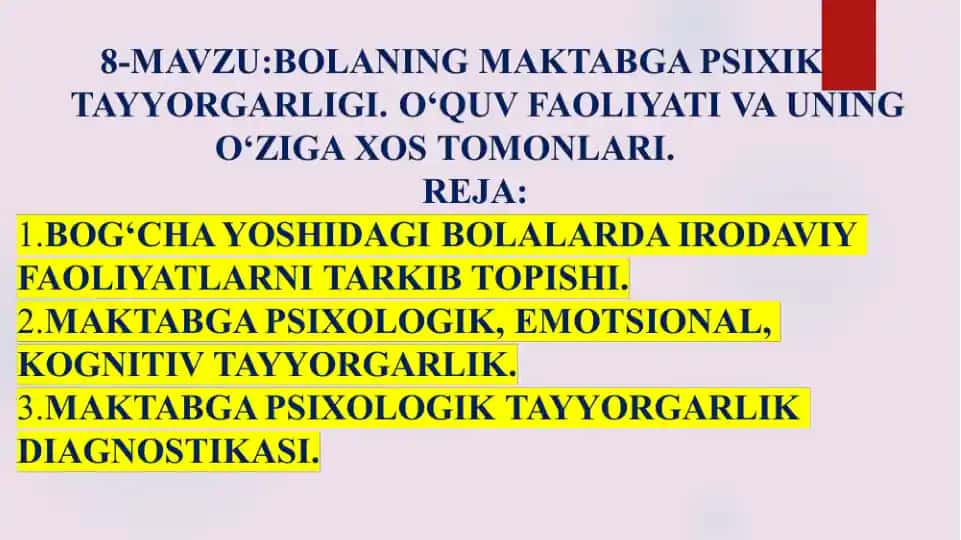 Maktabga Psixik Tayyorgarligi