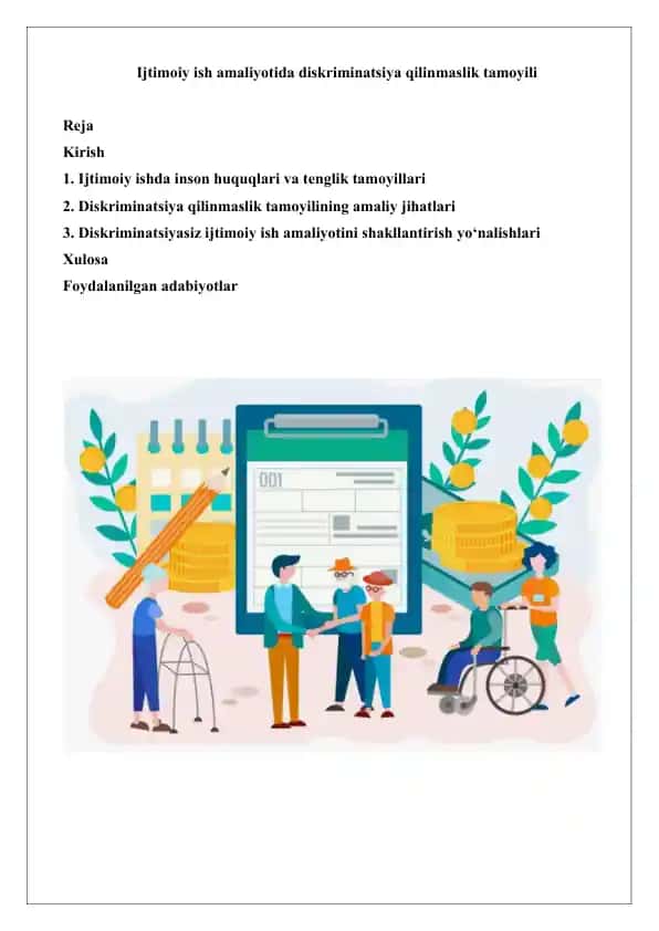 Ijtimoiy ish amaliyotida diskriminatsiya qilinmaslik tamoyili