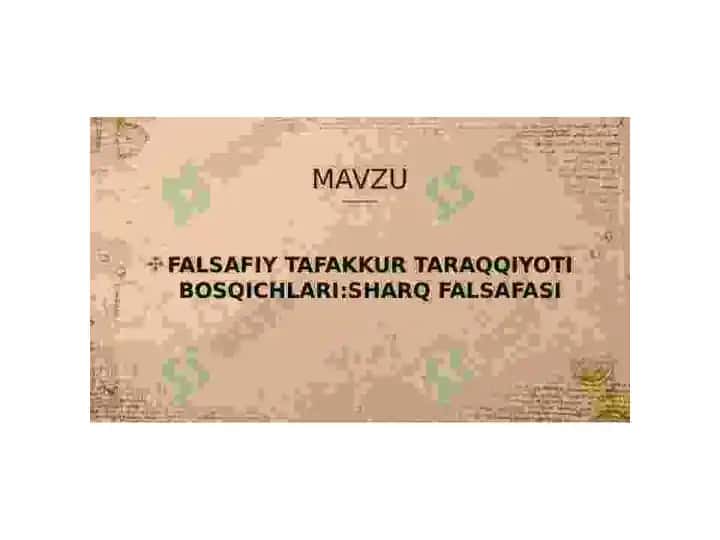 FALSAFIY TAFAKKUR TARAQQIYOTI