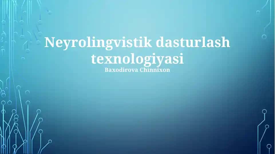 Neyrolingvistik dasturlash texnologiyasi