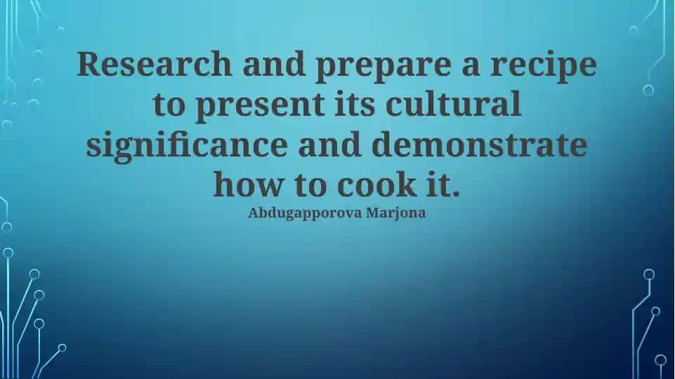 Cultural Recipe Presentation