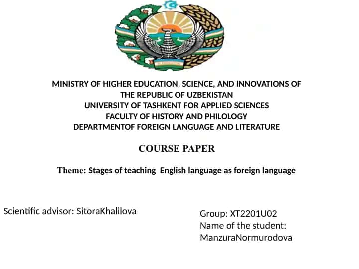 Stages of teaching English language as foreign language