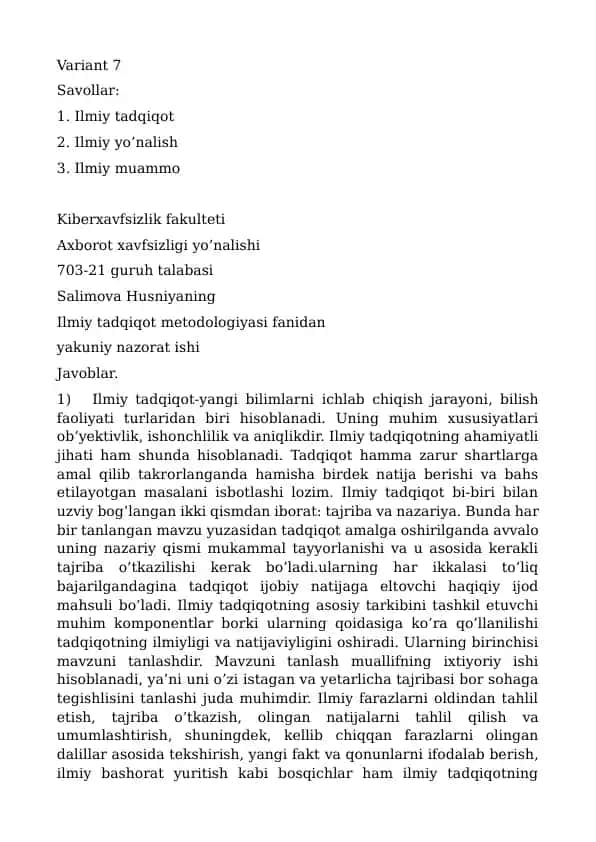 Ilmiy tadqiqot metodologiyasi