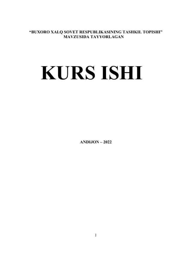 Buxoro Xalq Sovet Respublikasining tashkil topishi (kurs ishi)