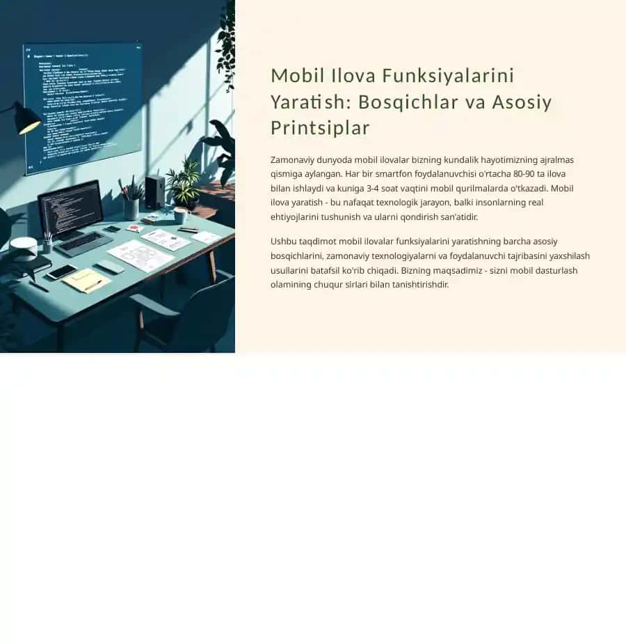 Mobil ilova funksiyalarini Yaratish: Bosqichlar va Asosiy Printsiplar