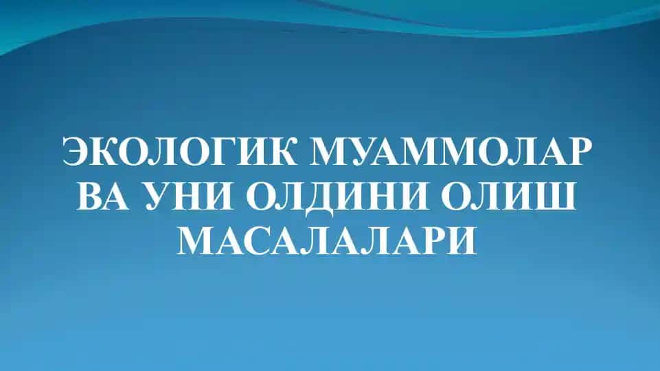 Ekologik muammolar va unni oldini olish masalalari