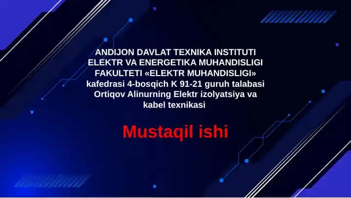Elektr izolyatsiya va kabel texnikasi