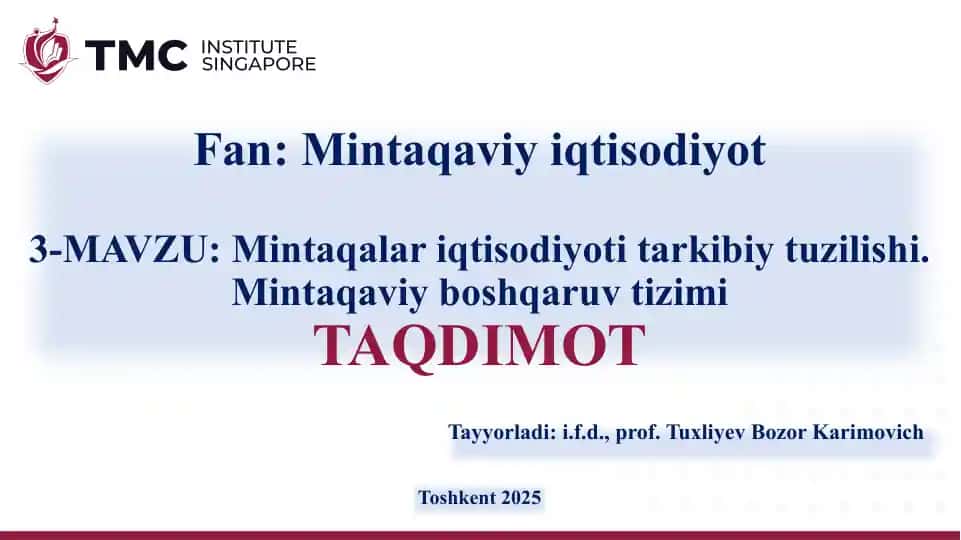 Mintaqavi Iqtisodiyot