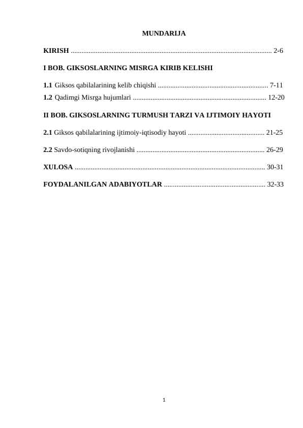 Giksoslarning Misrga kirib kelish tarixi