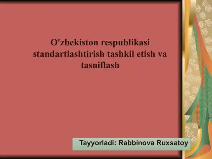 Standartlashtirish tashkil etish va tasniflash