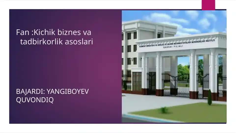 Kichik biznes vatadbirkorlik asoslari