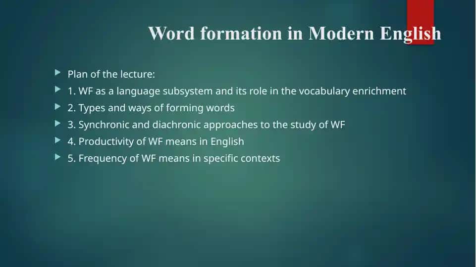 Word Formation in Modern English