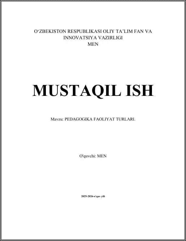PEDAGOGIKA FAOLIYAT TURLARI