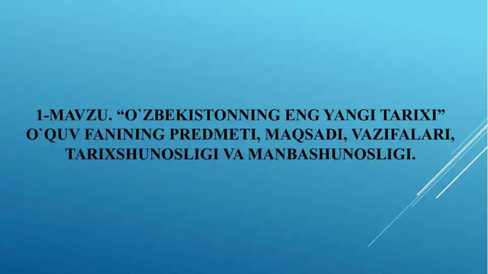 O'zbekistonning eng yangi tarixi