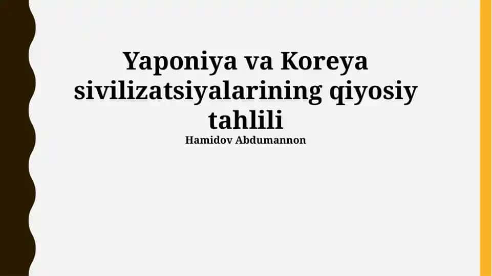 Yaponiya va Koreya sivilizatsiyalarining qiyosiy tahlili