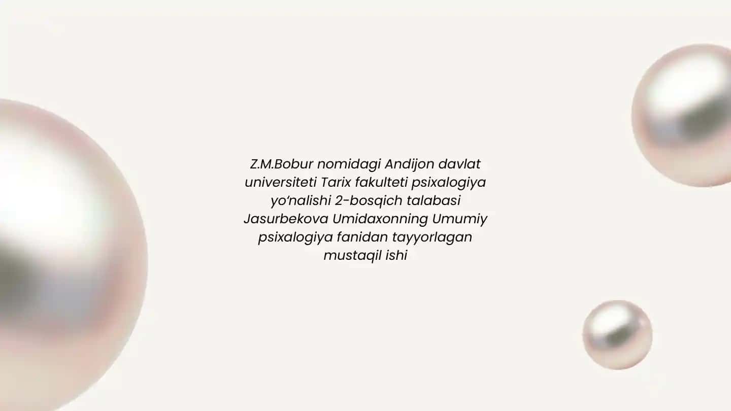 Psixologiya fanidan tayyorlagan mustaqil ishi