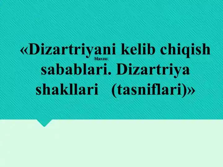 Dizartriya haqida savollar va javoblar