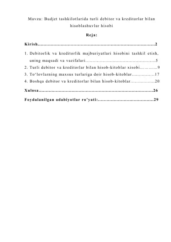 Budjet hisobi fanining asosiy maqsadi