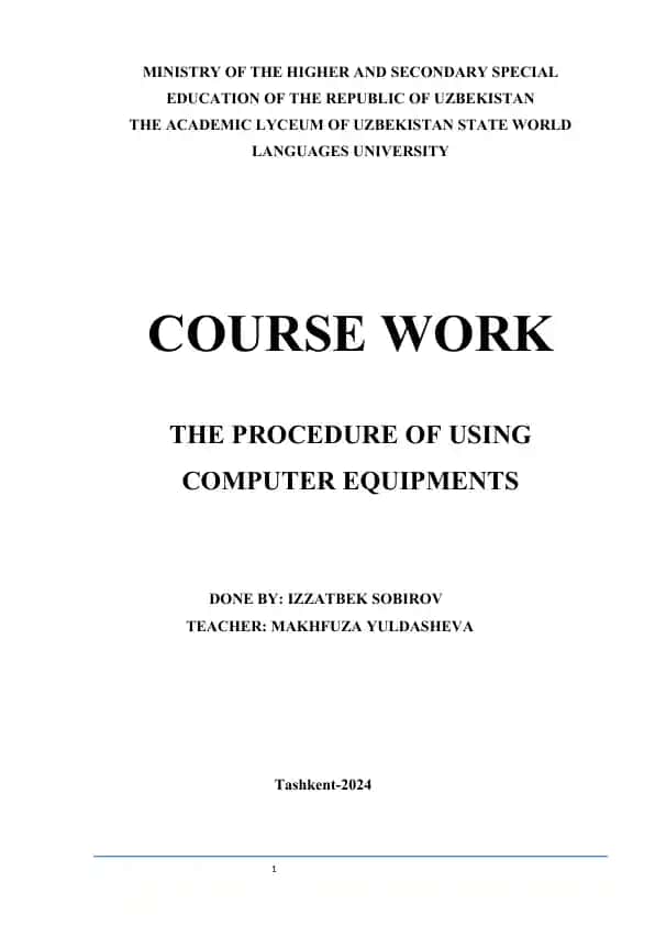 The Procedure of Using Computer Equipments