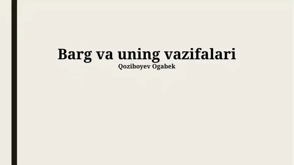Barg va uning vazifalari