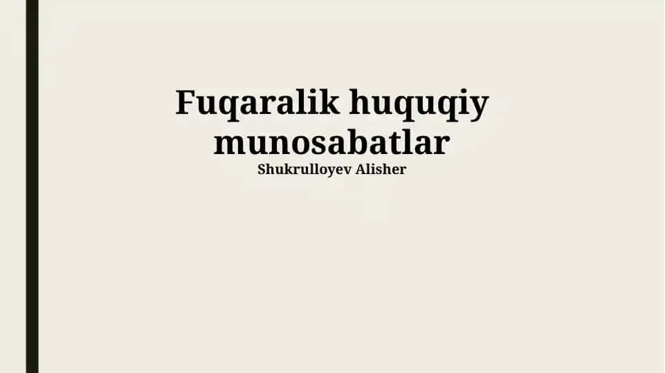 Fuqaralik huquqiy munosabatlar