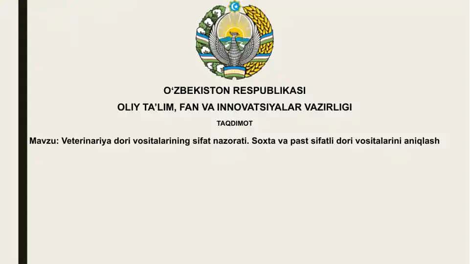 Veterinariya preparatlari sifat nazorati