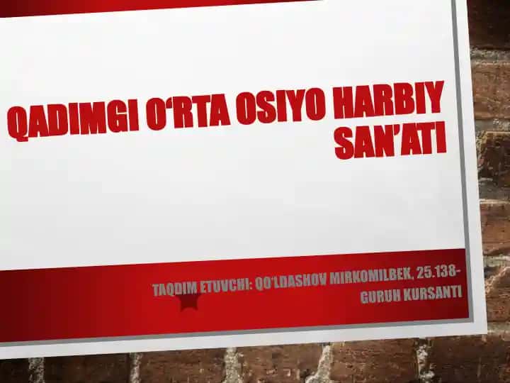 Qadimgi O‘rta Osiyo harbiy san’ati