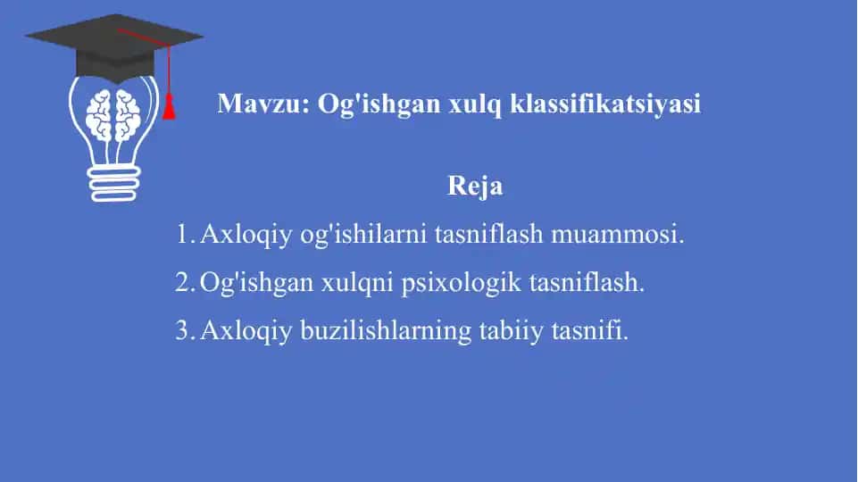 Og'ishgan xulq klassifikatsiyasi