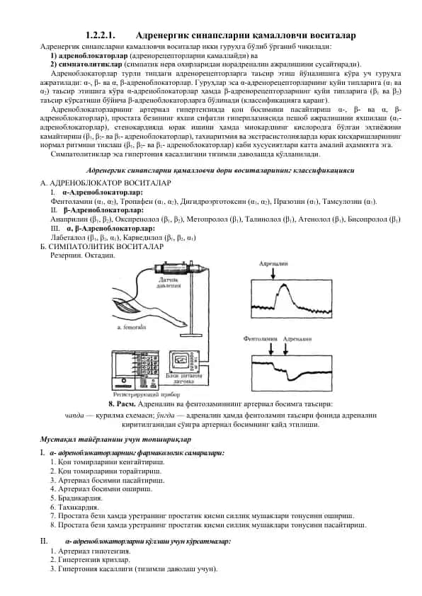 Адренергик синапсларни қамалловчи воситалар