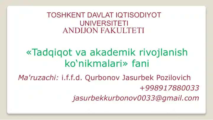 TOSHKENT DAVLAT IQTISODIYOT UNIVERSITETI