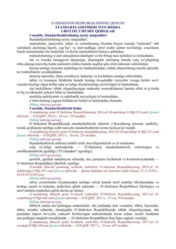 Standartlashtirish to‘g‘risida