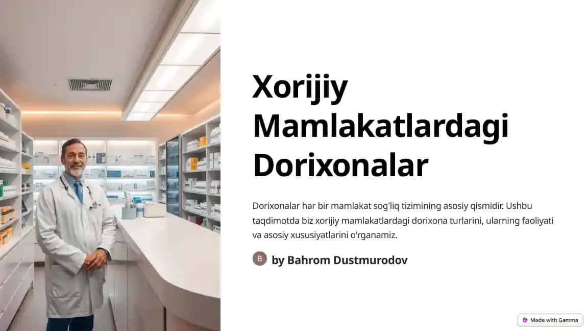 Xorijiy Mamlakatlardagi Dorixonalar