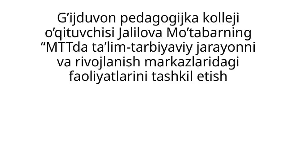 TRIZ metodi asosida ta’lim-tarbiyaviy jarayonni tashkil etish