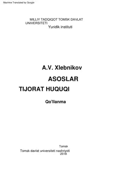 Tijorat Huquqi Asoslari
